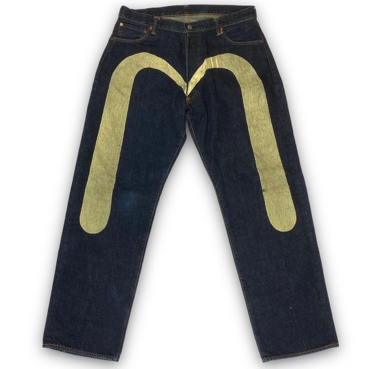 Evisu RARE Authentic Double-Sided Evisu White Daicock Baggy Selvedge Denim Jeans product image