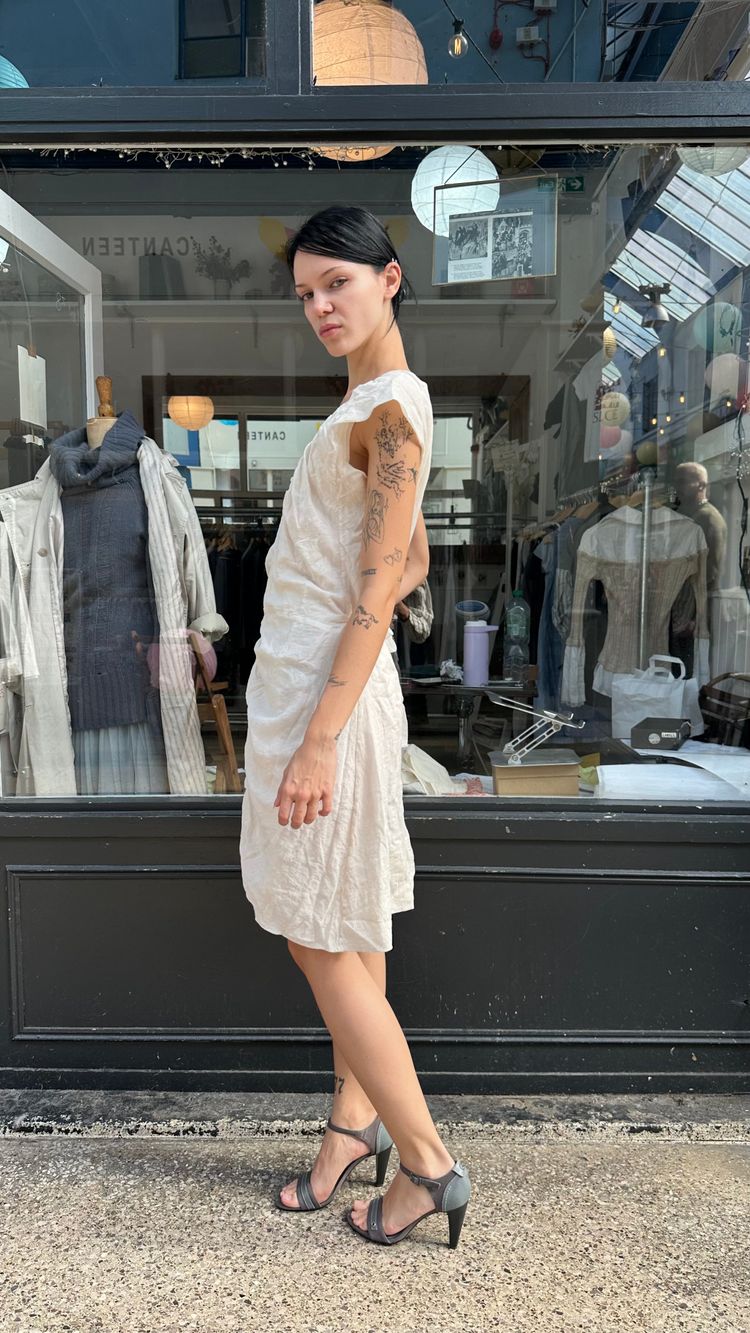 All saints cream wrap dress image 4
