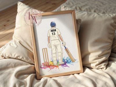 A4 Custom Cricket Player Print