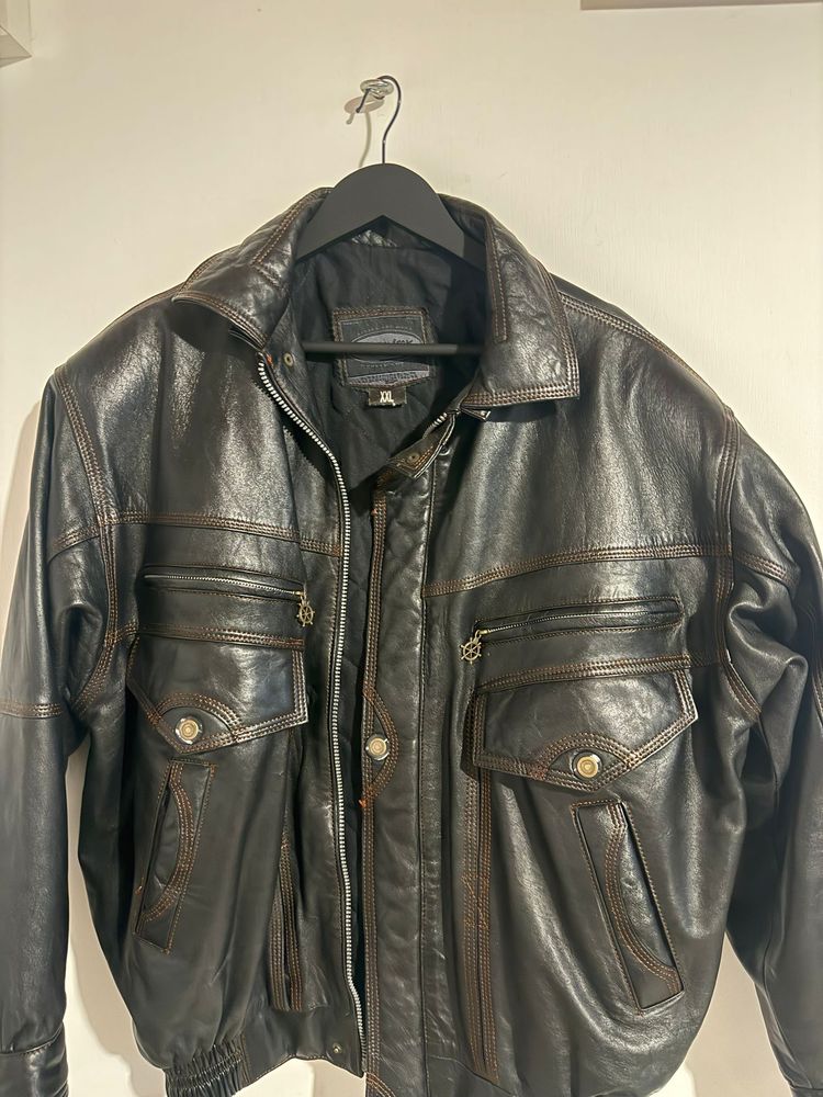 black leather jacket