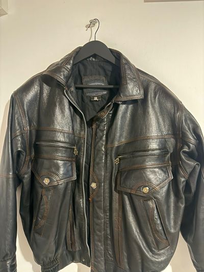 black leather jacket