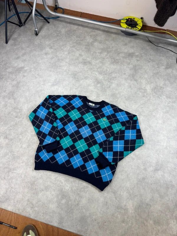 Vintage Lacoste harlequin check knit jumper image 3