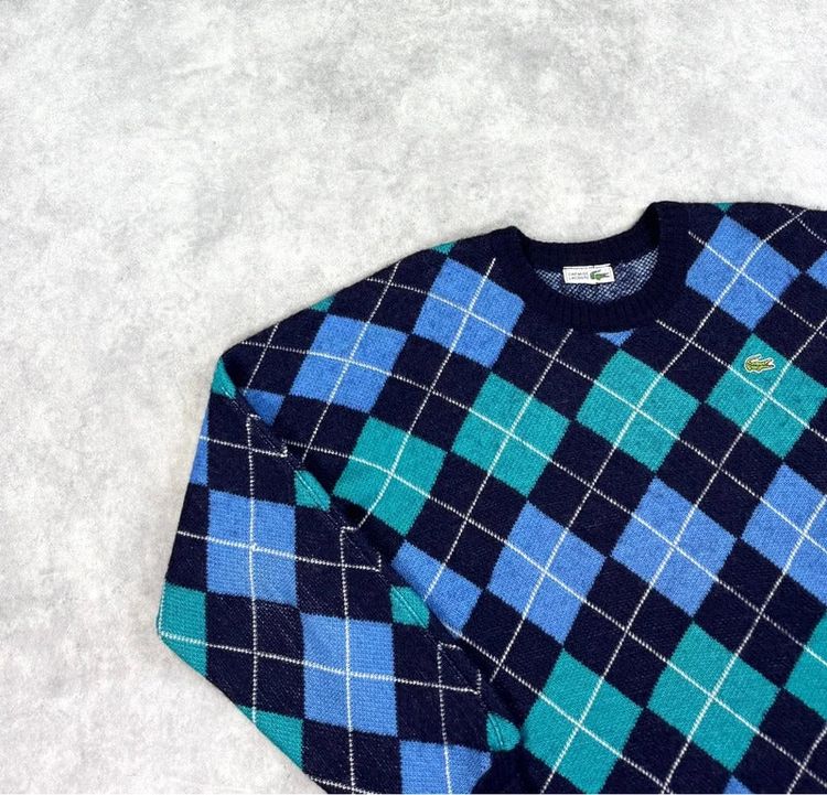Vintage Lacoste harlequin check knit jumper image 2