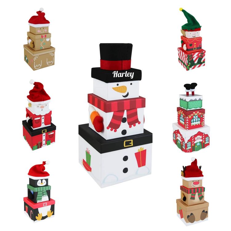 Christmas-themed stacking gift boxes