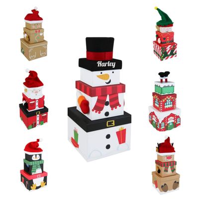Christmas-themed stacking gift boxes