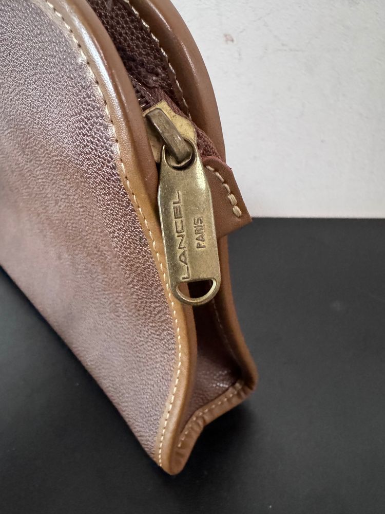 Lancel brown leather pouch bag 4