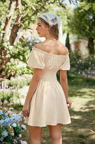 Immagine di Cream Off-Shoulder Dress With Corset Waist 2