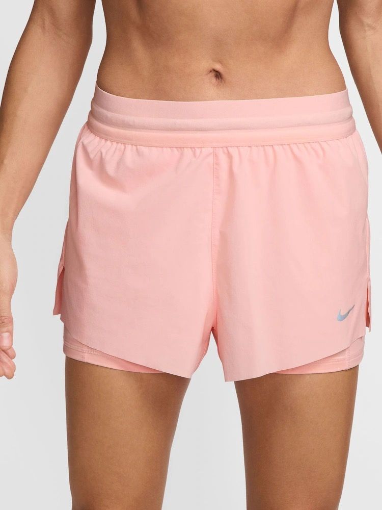 Nike Running Swift Dri-FIT mid rise 3 inch 2 in 1 shorts in pink