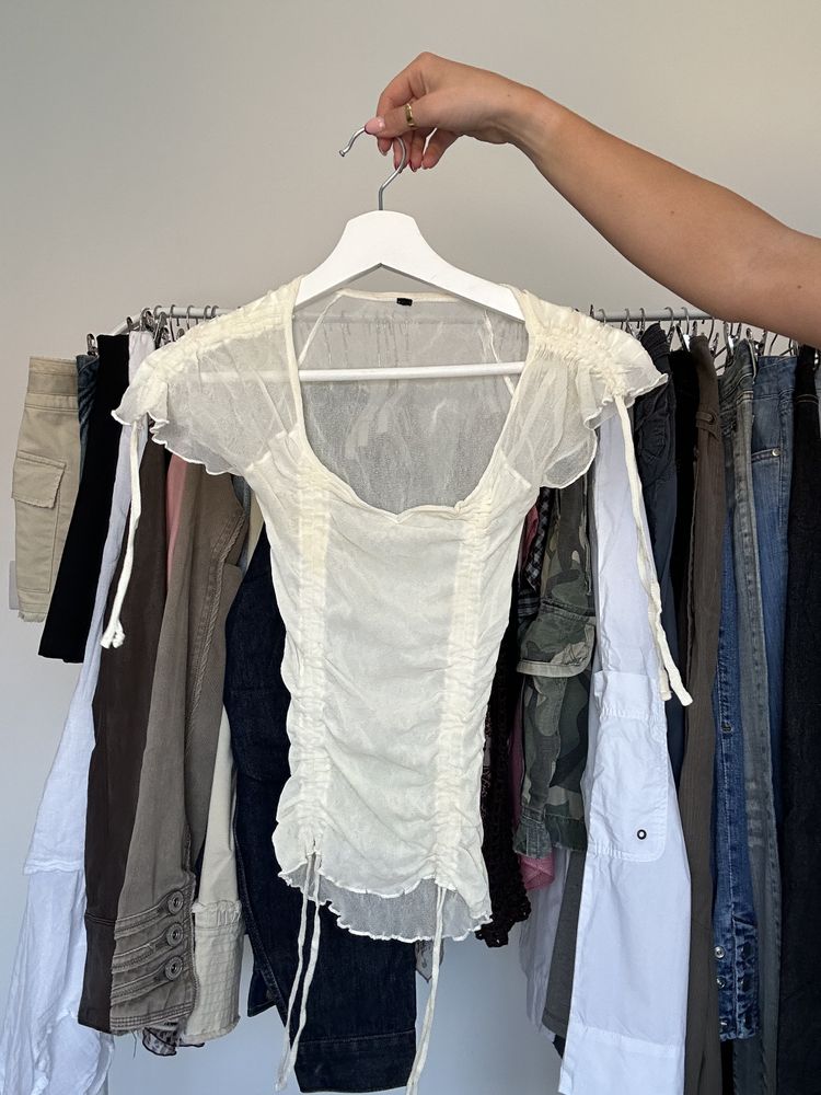 Other Sheer Ruched Short Sleeve Top product image