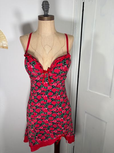 Y2K Floral Lingerie Slip Dress Babydoll Dress 1