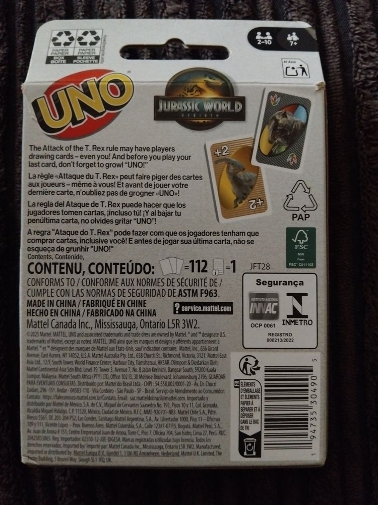 Uno Jurassic World Card Game image 2