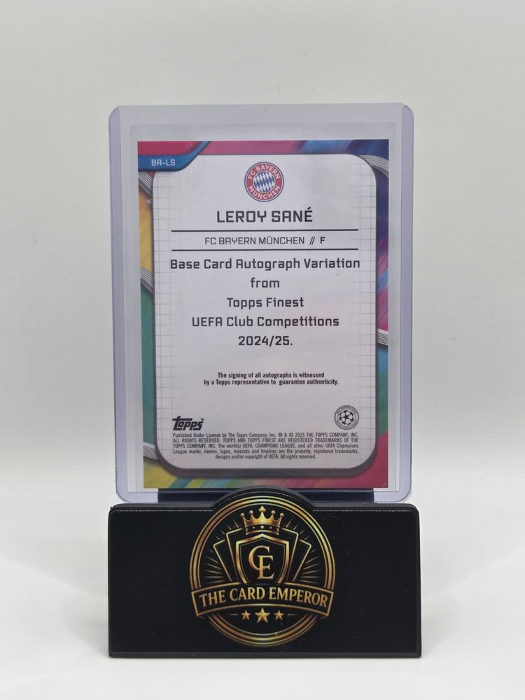 Leroy Sane (Bayern München) 66/75 Autographed Card Topps Finest 2024-2025 obraz 2