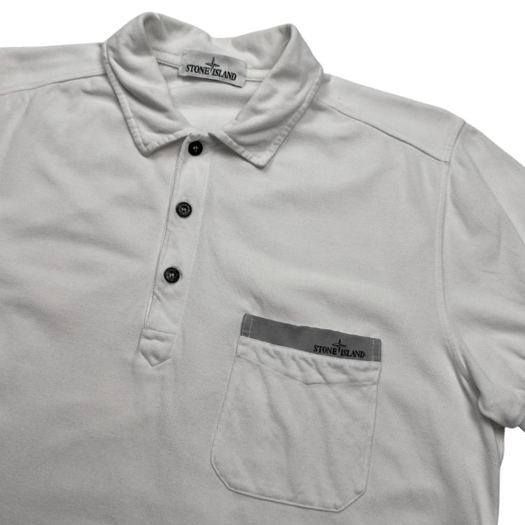 S/S 15 Stone Island Chest Pocket Polo Shirt - White imagen 2