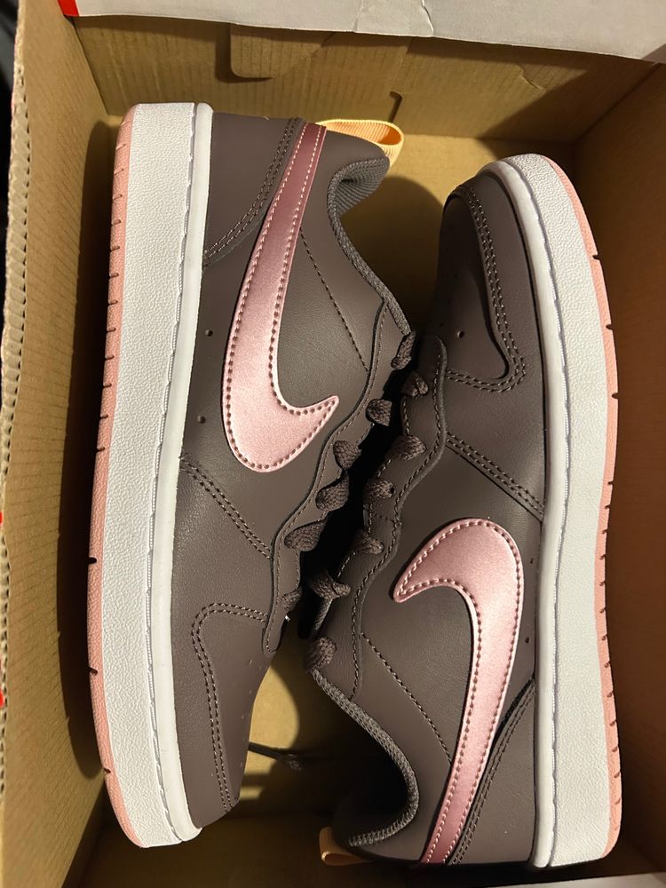 Nike Brown Sneakers With Pink Swoosh product image