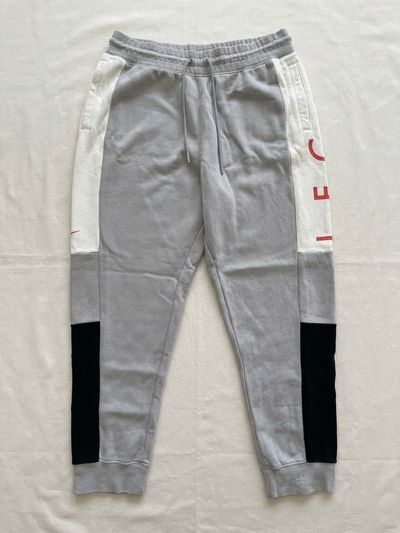Grey Jogger Pants With White And Black Panels