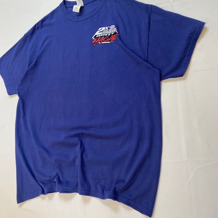 Vintage NHRA Racing Graphic Tee | Blue Matt Hagan Nitro Funny Car T-Shirt image 2