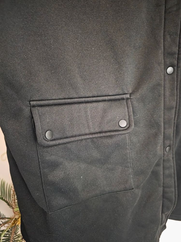 Black Fleece-Lined Hooded Snap-Button Longline Jacket (Plus Size 3XL / UK 18-22) imagen 8