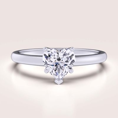 Silver Ring With Heart-Shaped Diamond