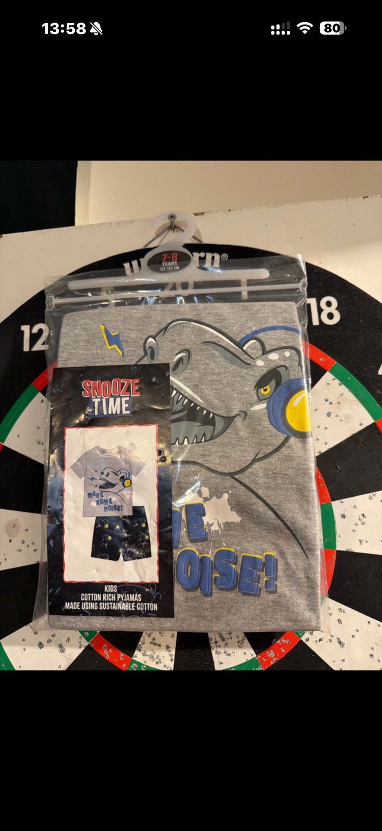 Set Grey Kids Pajama Set With Dinosaur Print product image