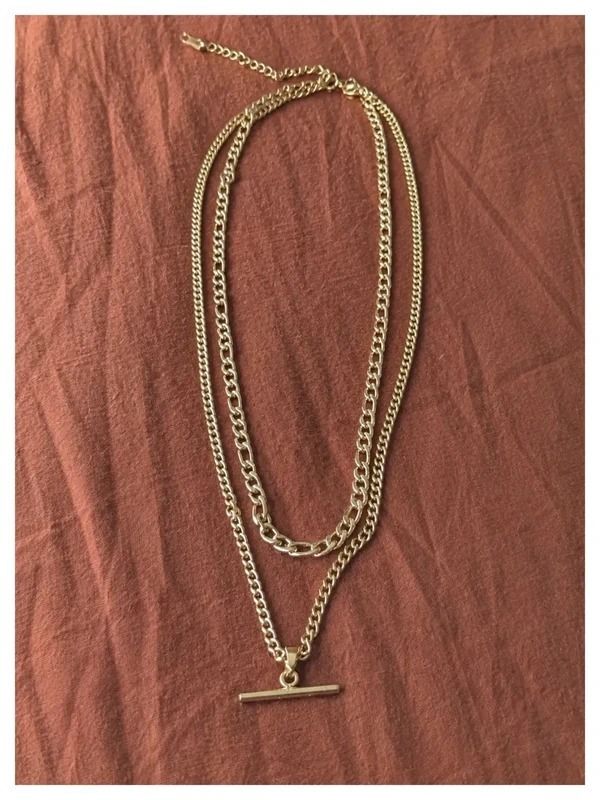 Gold Layered Chain Necklace With Bar Pendant image 3