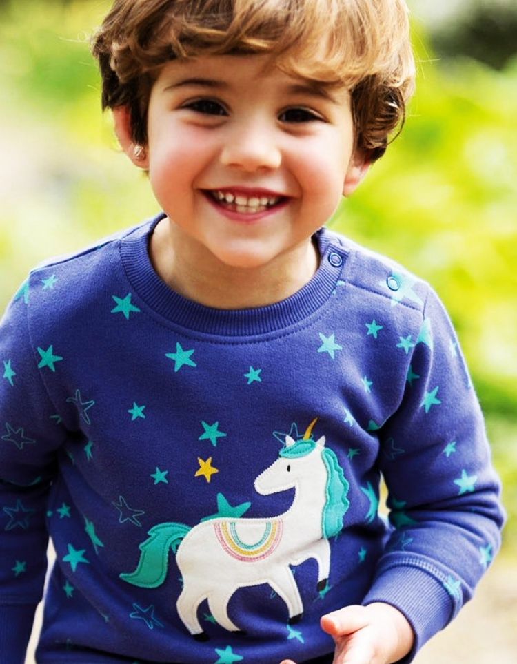 Frugi Kids Cosmic Unicorn Sammy Sweatshirt in Purple imagen 1