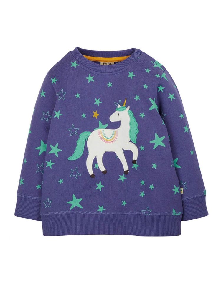 Frugi Kids Cosmic Unicorn Sammy Sweatshirt in Purple imagen 4