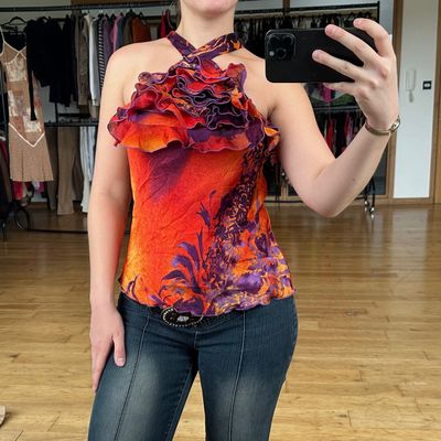 Flower Ruffled Halter Top size 8