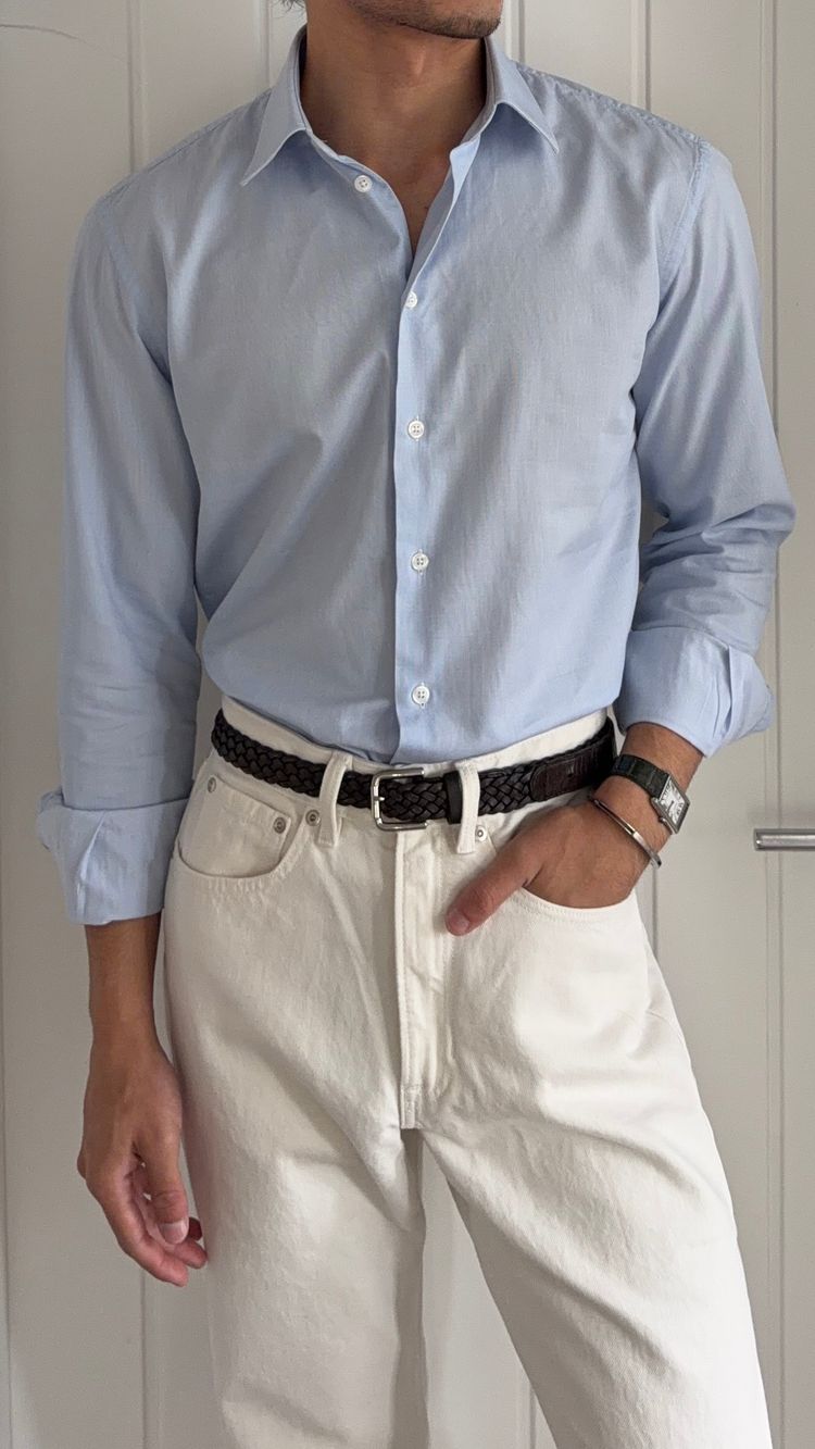 Emporio Armani Blue Cotton Shirt - Size Medium obraz 7