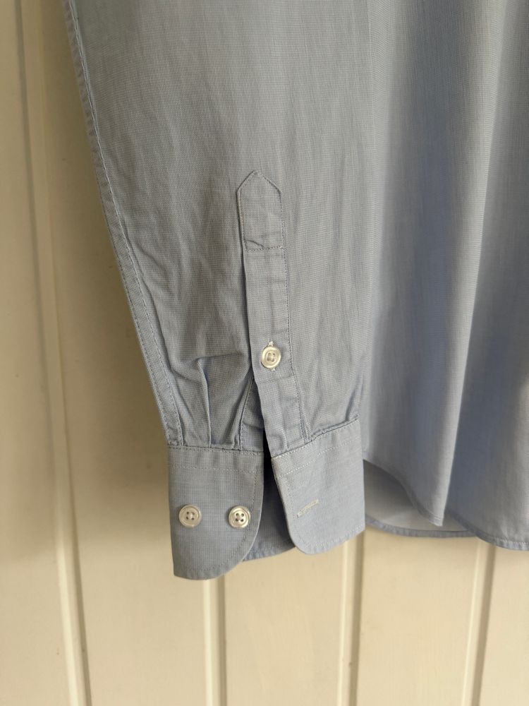 Emporio Armani Blue Cotton Shirt - Size Medium obraz 9
