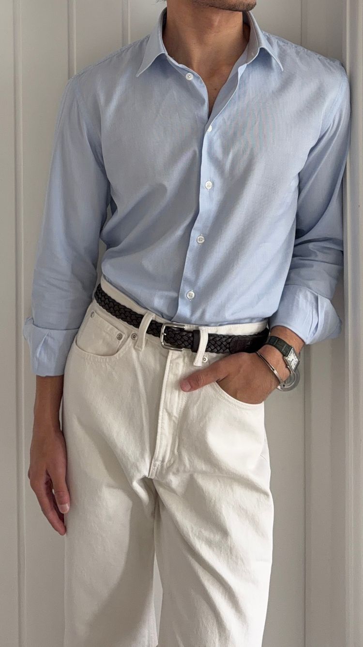 Emporio Armani Blue Cotton Shirt - Size Medium obraz 1