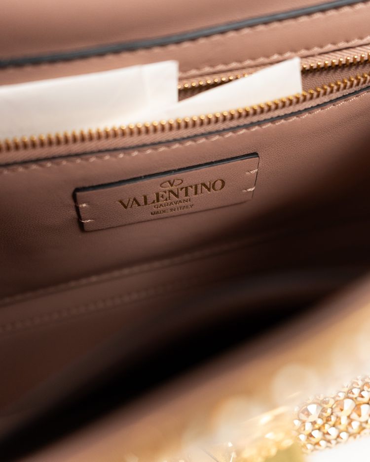 Valentino Garavani Borsa Roman Stud Crystal Oro — Pre-owned Autentica imagen 8