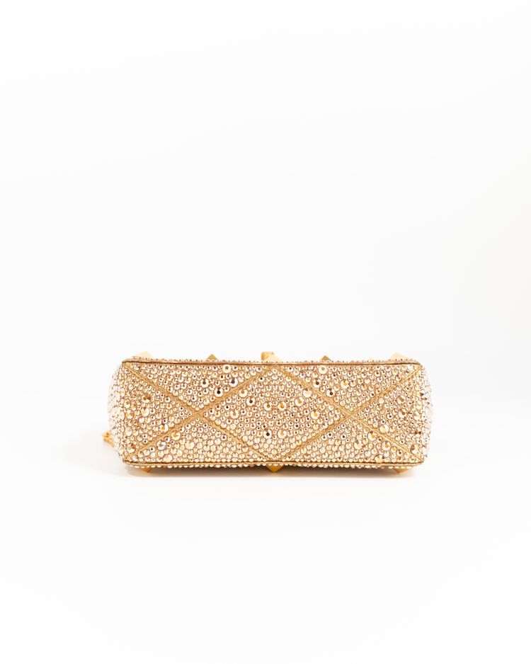 Valentino Garavani Borsa Roman Stud Crystal Oro — Pre-owned Autentica imagen 13