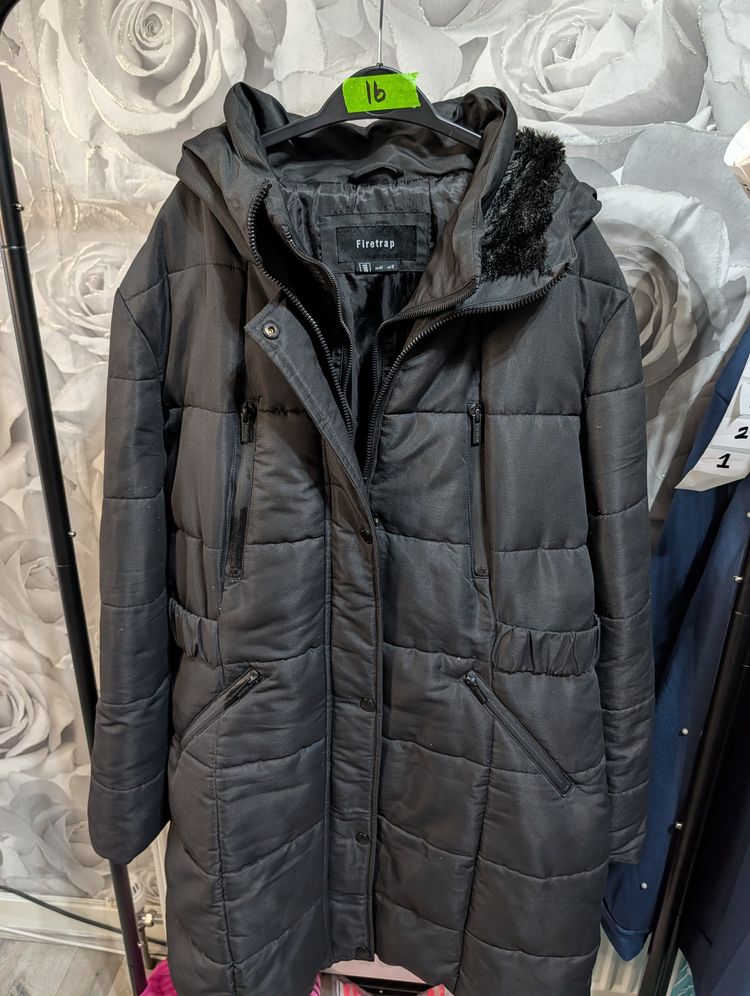 Firetrap Black Padded Hooded Coat image 4