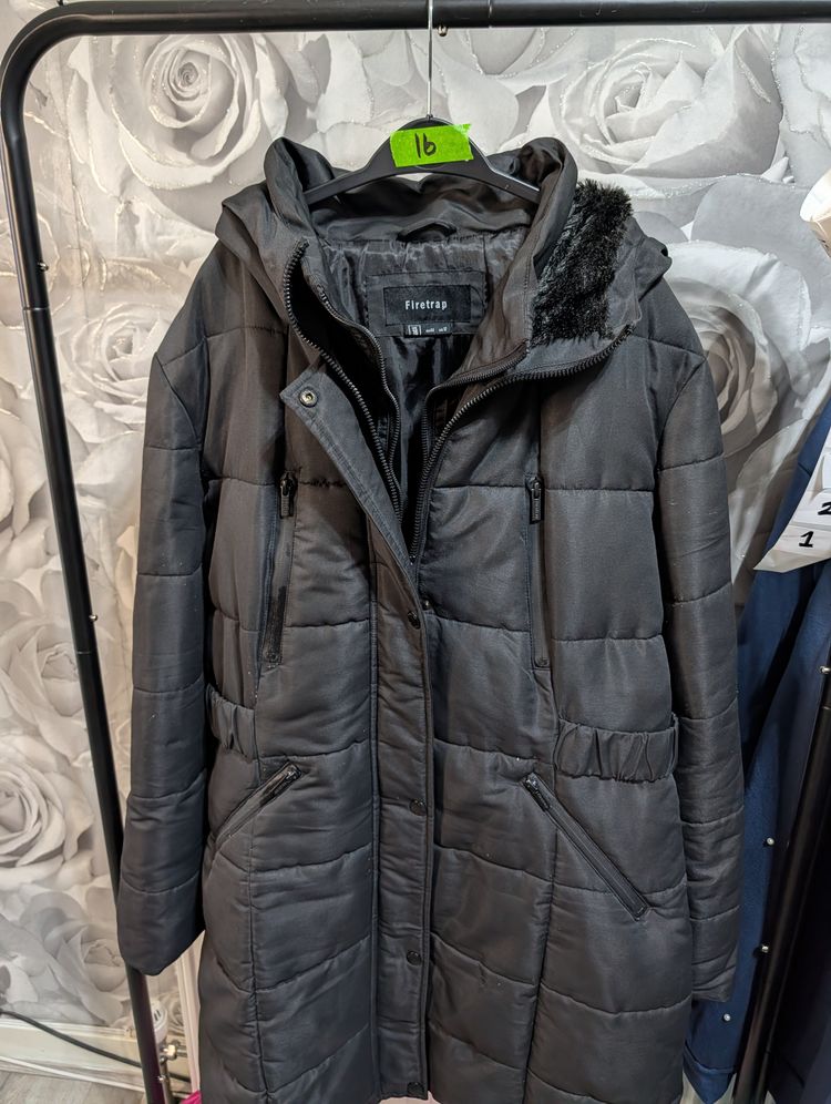 Firetrap Black Padded Hooded Coat image 3