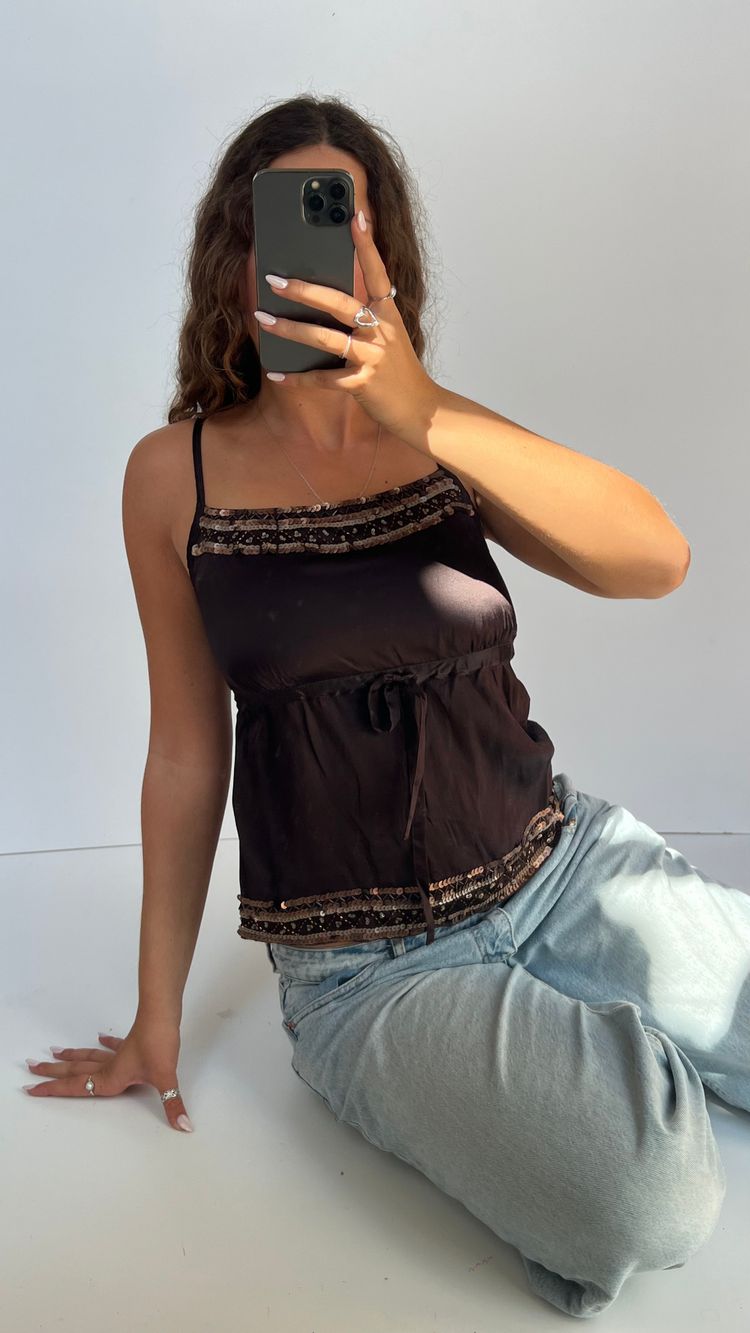 00s brown sequin cami- size S 5