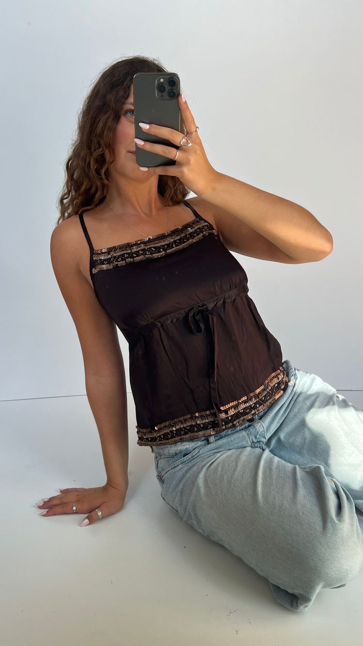 00s brown sequin cami- size S 2