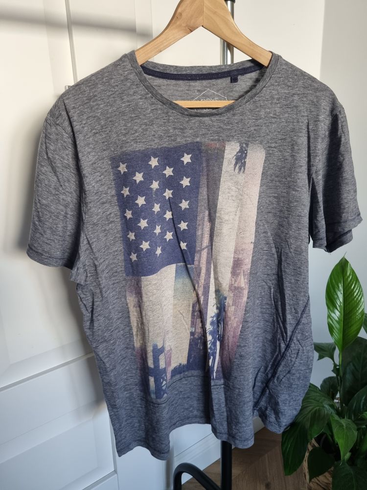 Grey T-Shirt With American Flag Print image 1