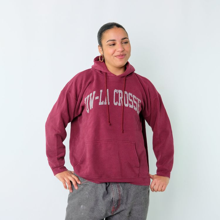 Burgundy Red 90s UW-LA Crosse Hoodie (L) image 5