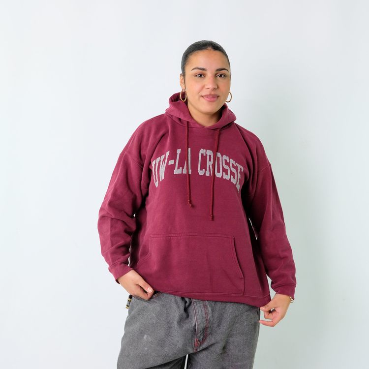 Burgundy Red 90s UW-LA Crosse Hoodie (L)