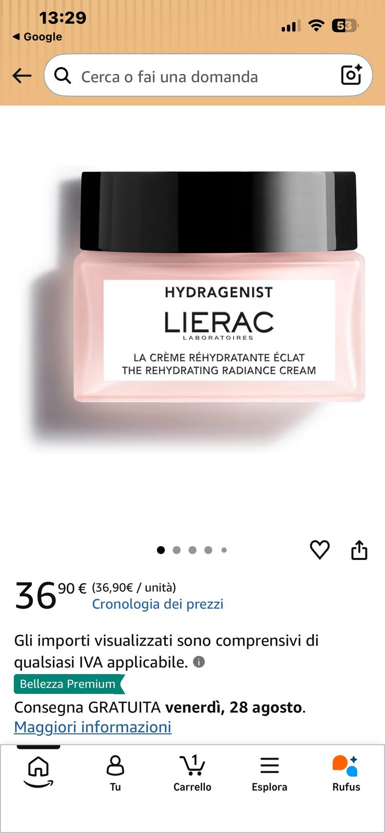 Other Lierac Hydragenist Rehydrating Radiance Cream product image