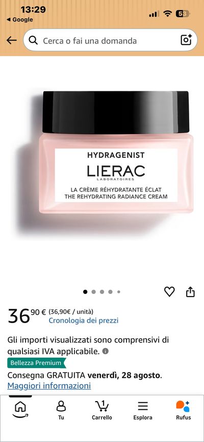 Lierac Hydragenist Rehydrating Radiance Cream