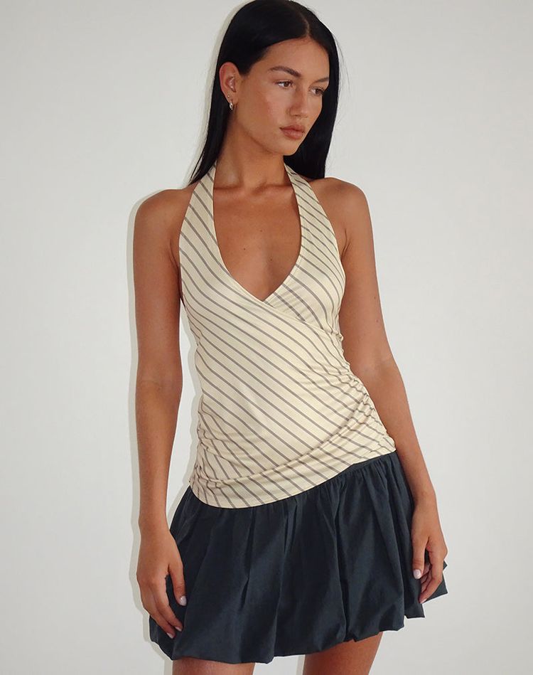Motel MOTEL - Fayez Slinky Top - Yellow Diagonal Stripe product image