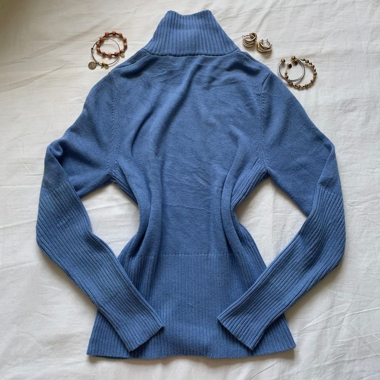 90’s Cosy Blue knit Full  Zip-Up Sweater image 3