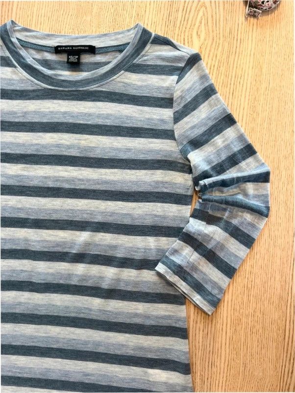 Banana Republic Striped Lyocell 3/4 Sleeve Top 4