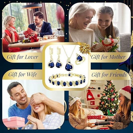 Gold-Tone Jewelry Set With Blue Stones 3