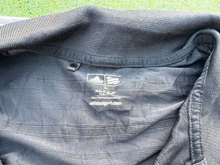 Adidas Black Short Sleeve Polo Shirt Large Climalite Mesh obraz 2