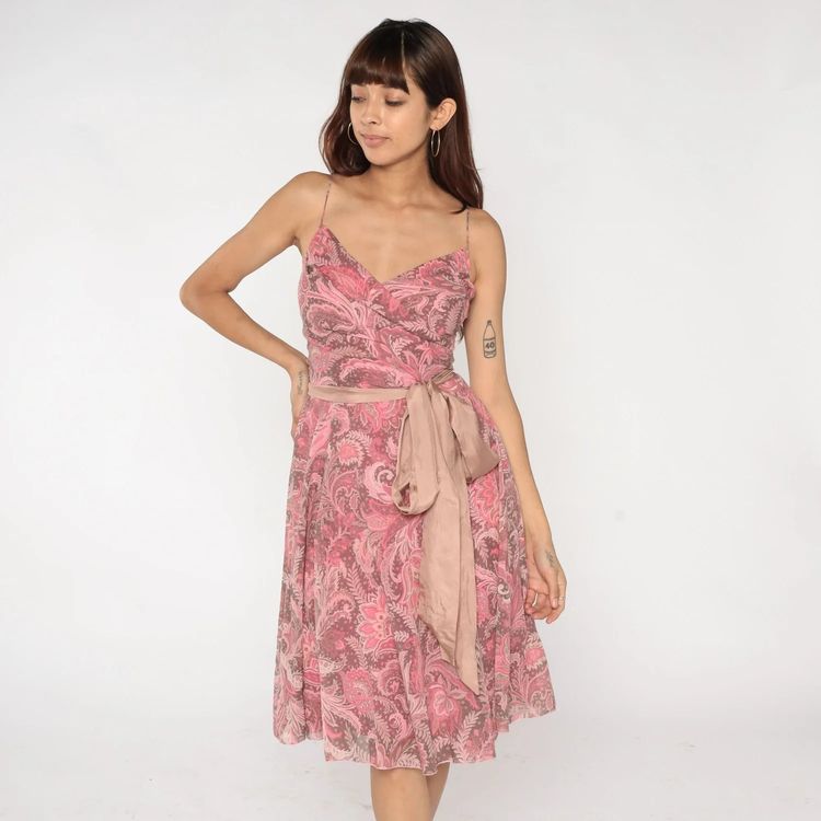 Other Pink Paisley Wrap Dress With Sash Belt product image