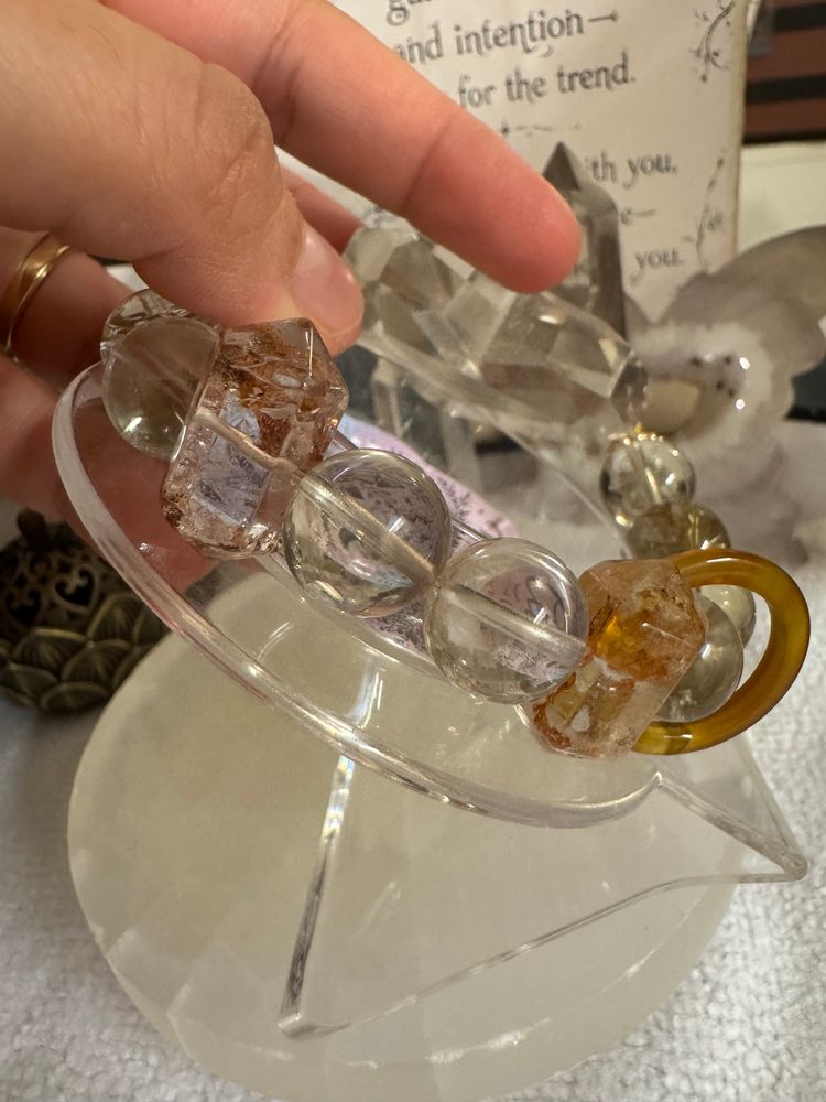CQ heart, citrine, golden rutile and Herkimer diamond Celestial Fairy Curations Diy Crystal Bracelet 3