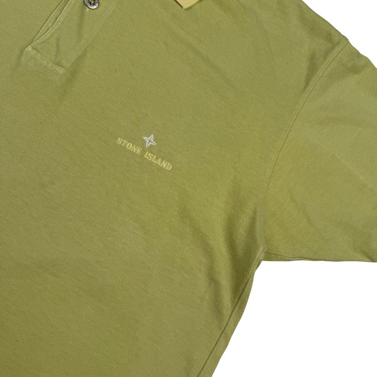 Stone Island 80's Spellout Vintage Yellow Cotton Blend Tennis Shirt - Medium image 4