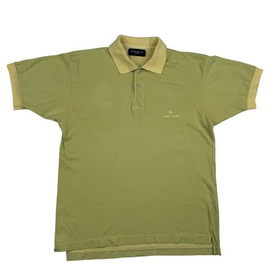 Stone Island 80's Spellout Vintage Yellow Cotton Blend Tennis Shirt - Medium